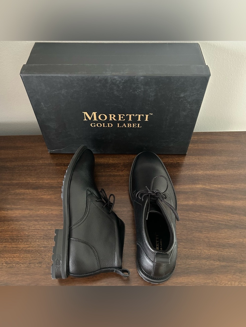 Moretti Gold Label Ganado Men's Leather Chukka Black Boots Shoes Size 8.5 D